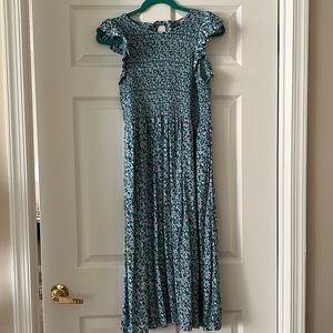 Smocked Flutter Sleeve Midi Dress